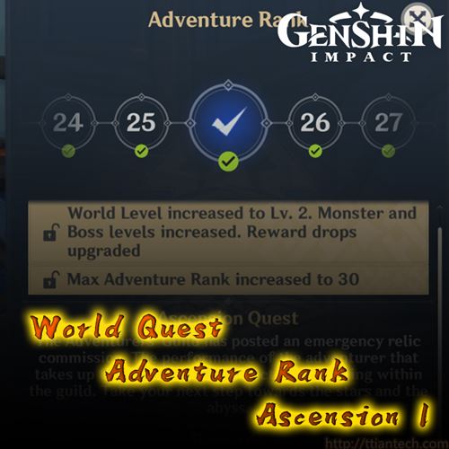 【Genshin】 Adventure Rank Ascension 1